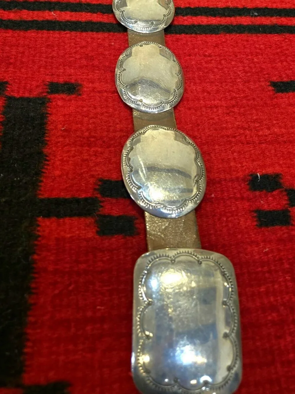 Vintage 1970's Silver Concho Belt - Picture 2 of 10